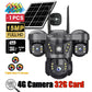 Outdoor Solar Security Camera 4G IP Camera Home Security 15MP Triple Lens 360° PTZ Surveillance Color Night Vision CCTV Camera
