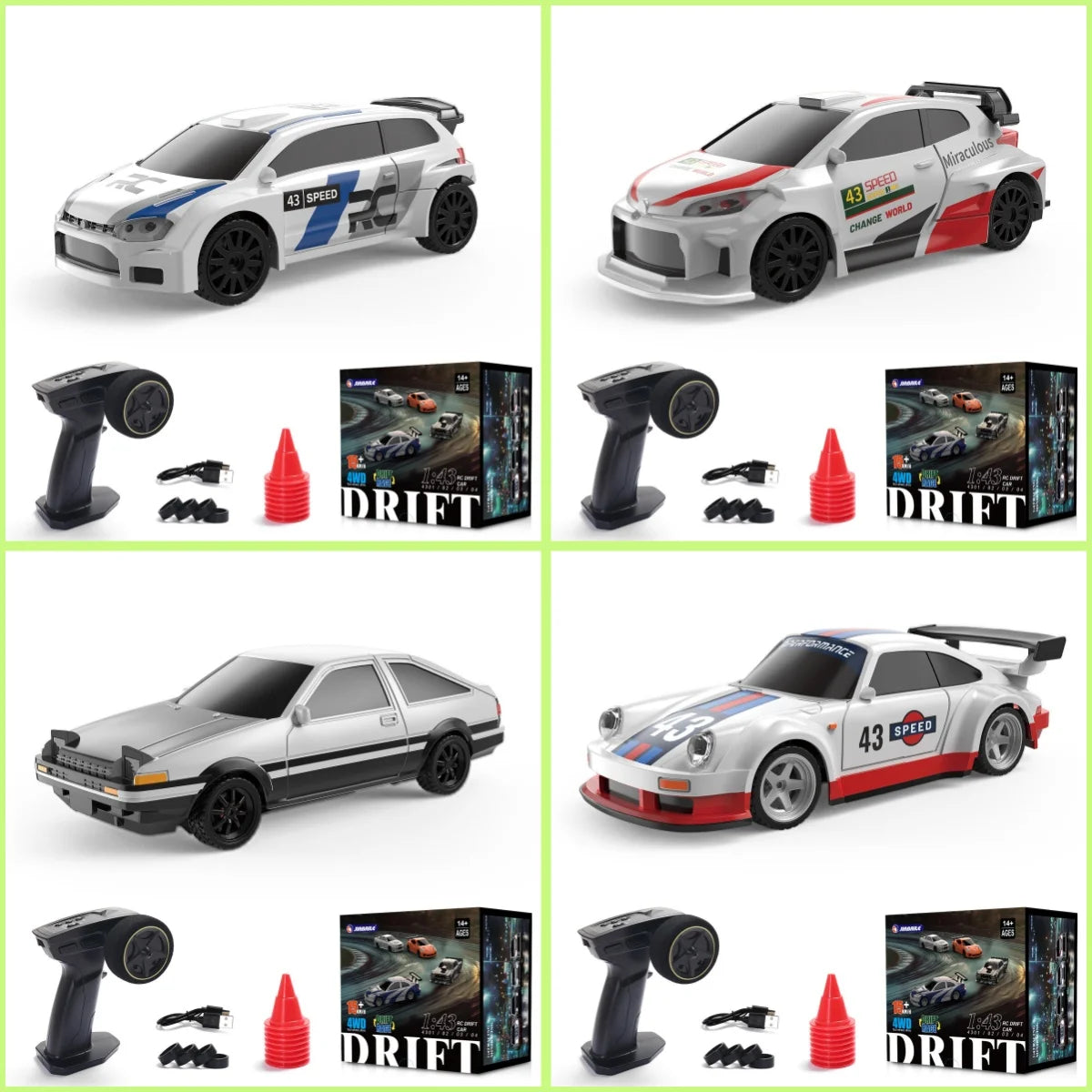 RC Car 1/43 RTR 4WD Four-wheel Drive Radio Control High Speed Model 2.4G Racing Drifting Cars Toy Model Birthday Gifts