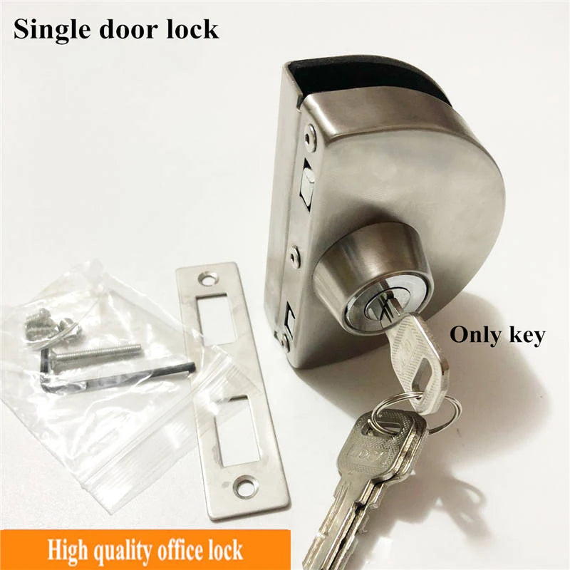 1 Set Double Open Sliding Door Lock Stainless Steel Glass Door Lock with Keys 8-12mm Safety Locks Office Glass Security Hardware