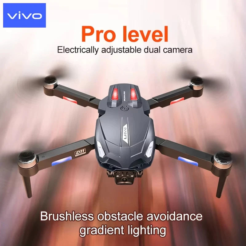 VIVO D11 Drone 8K Aerial HD Gradient Flowing Light Dual-Camera Omnidirectional Obstacle Avoidance Brushless Motor GPS UAV