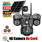 Outdoor Solar Security Camera 4G IP Camera Home Security 15MP Triple Lens 360° PTZ Surveillance Color Night Vision CCTV Camera