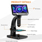 Biological Microscope Dual Lens 2000X 7" IPS HD1080P Digital Microscopes For Soldering Study With Remote Control