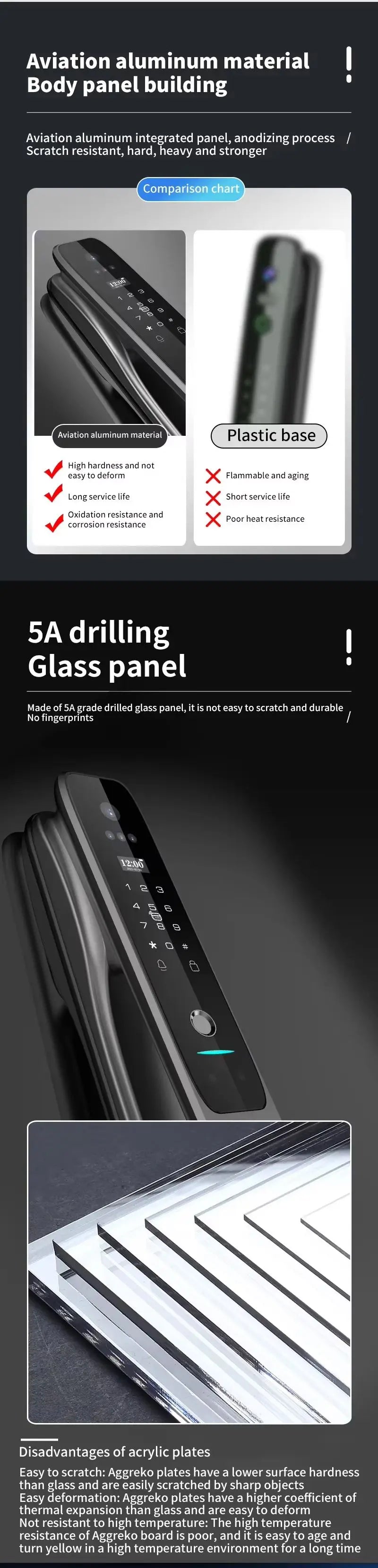 HX5 Smart Door Lock 3D Face Recognition Smart Home Door Lock WiFi Digital Electronic Lock Wifi Camera Rfid Card Works With tuya