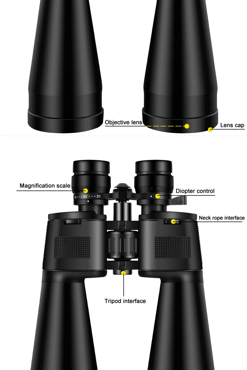 BORWOLF Large Objective lens 20-60X70 Binoculars FMC Optical High Power Hunting Birdwatching Telescope Fo rMoon Watching