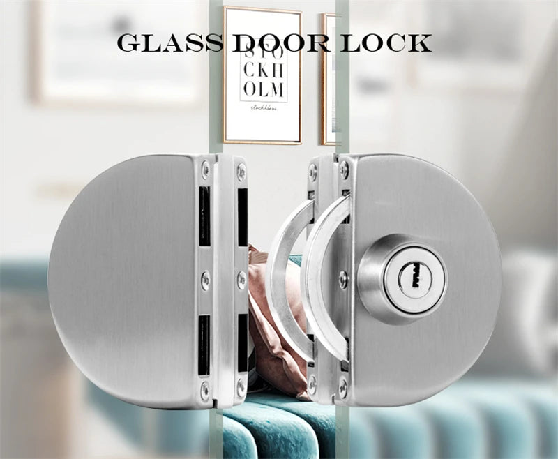 1 Set Double Open Sliding Door Lock Stainless Steel Glass Door Lock with Keys 8-12mm Safety Locks Office Glass Security Hardware