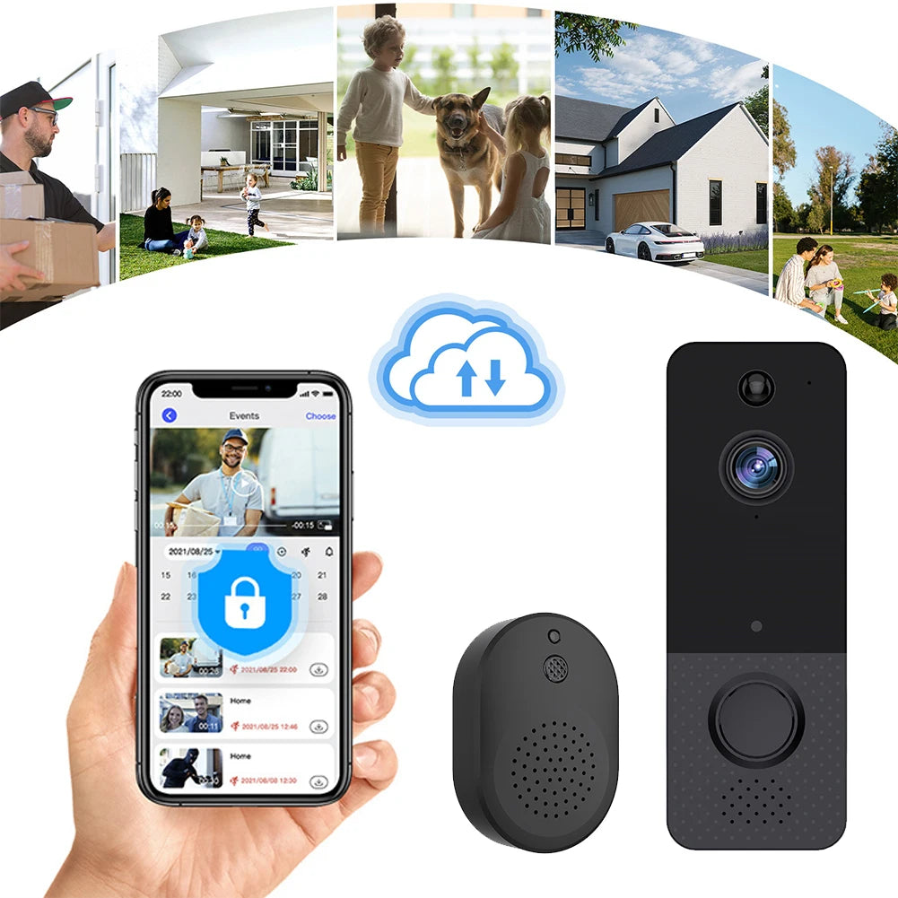 Video Doorbell Camera 2-Way Audio Wireless Video Doorbell PIR Motion Detection for Home Office