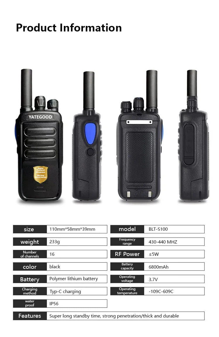 YATEGOOD G100Walkie-talkie digital thousand-kilometer walkie-talkie wireless high-power self-driving outdoor civil construction