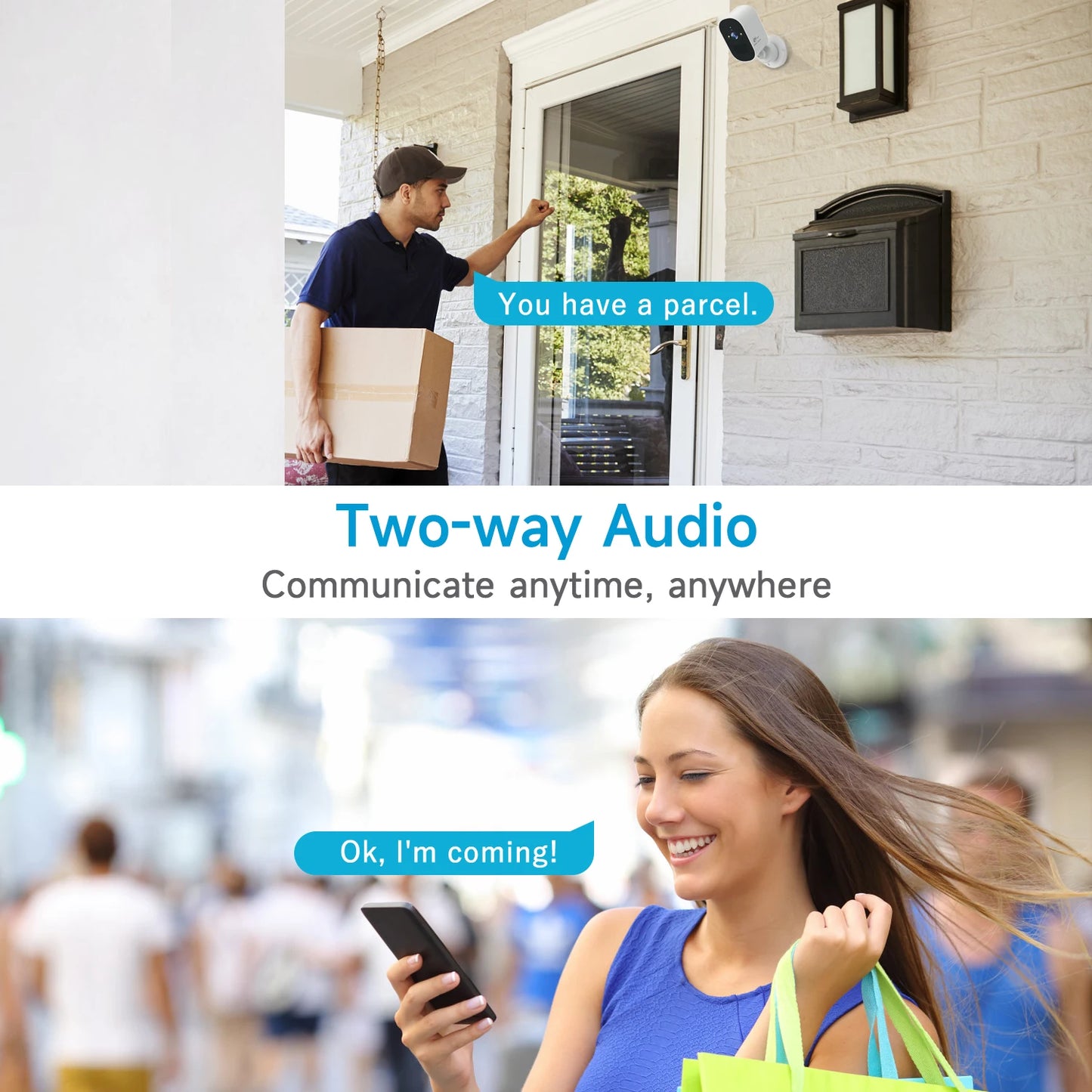 Solar Security Cameras Wireless, 1080P Battery Powered WiFi Security Camera with Spotlight Siren & Solar Panel, 2-Way Audio