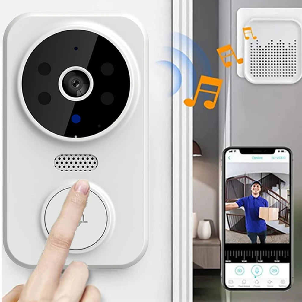 WiFi Video Doorbell Smart Home Door Bell Night Vision Wireless Visual Intercom Doorbell Two-Way Audio Visual Doorbell Monitoring