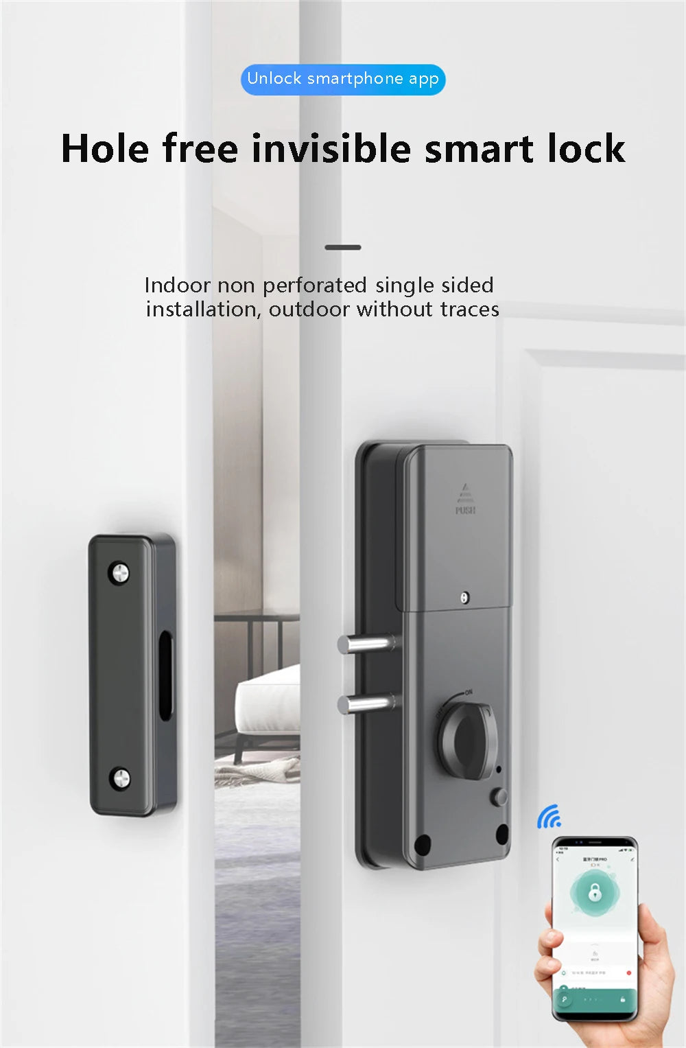 Xiaomi Smart Electric Motor Lock With Tuya App Keyless Entry Door Lock Concealed Invisible Installation IC Card Lock Wooden Door
