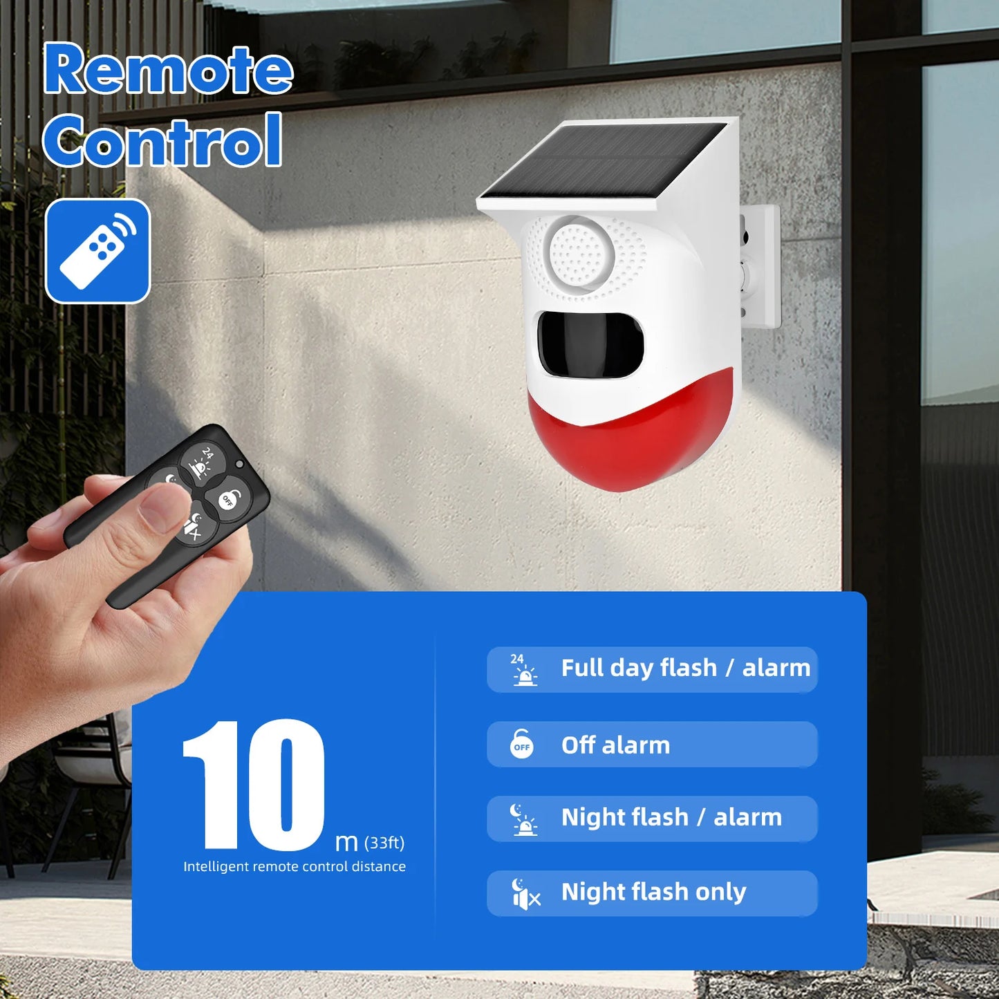 SMARSECUR WiFi Tuya Smart Outdoor Charging Security Sound Alarm Detector Sensor Farm Garden Solar Infrared Siren Solar