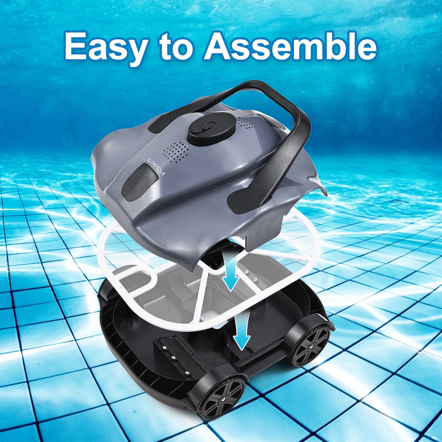 Automatic Robotic Pool Cleaner Cordless Robotic Pool Vacuum for In Ground Flat Pools Cordless Robotic Pool Cleaner