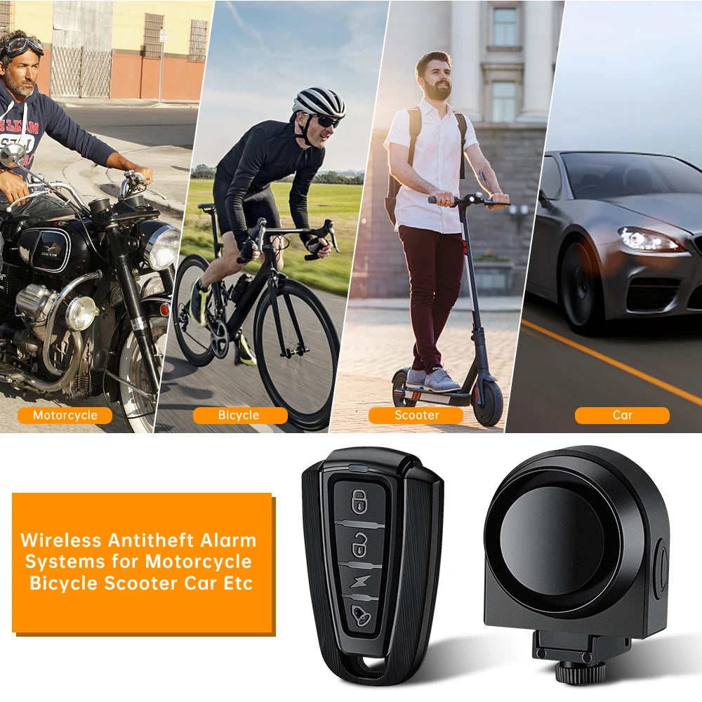 Bicycle Motorcycle Alarm Sensitive Vibration Sensor Anti-theft Alarm Wireless USB Charging Security Protection