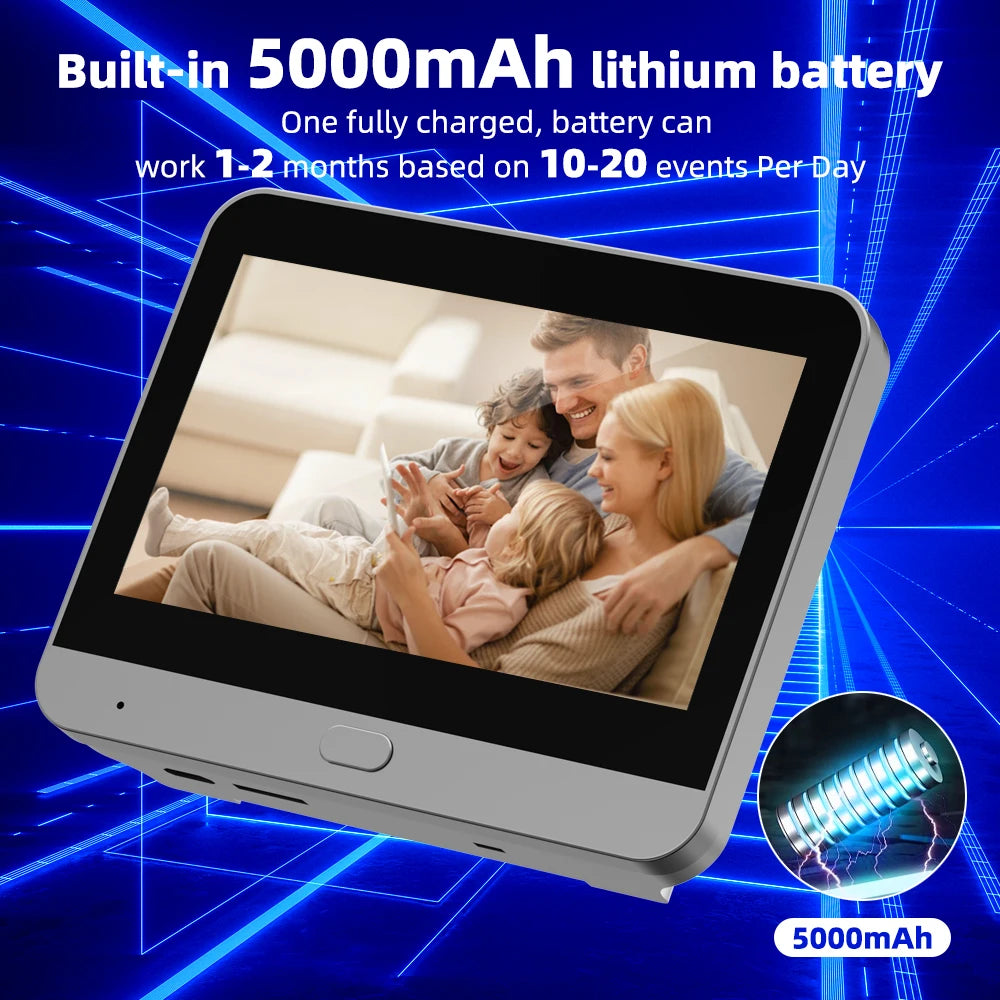 2-Way Talk Smart 3MP WiFi Battery Power Door Bell Magic Cat Eye Peephole Camera PIR FHD Digital Viewer Doorbell 4.3 inch Monitor