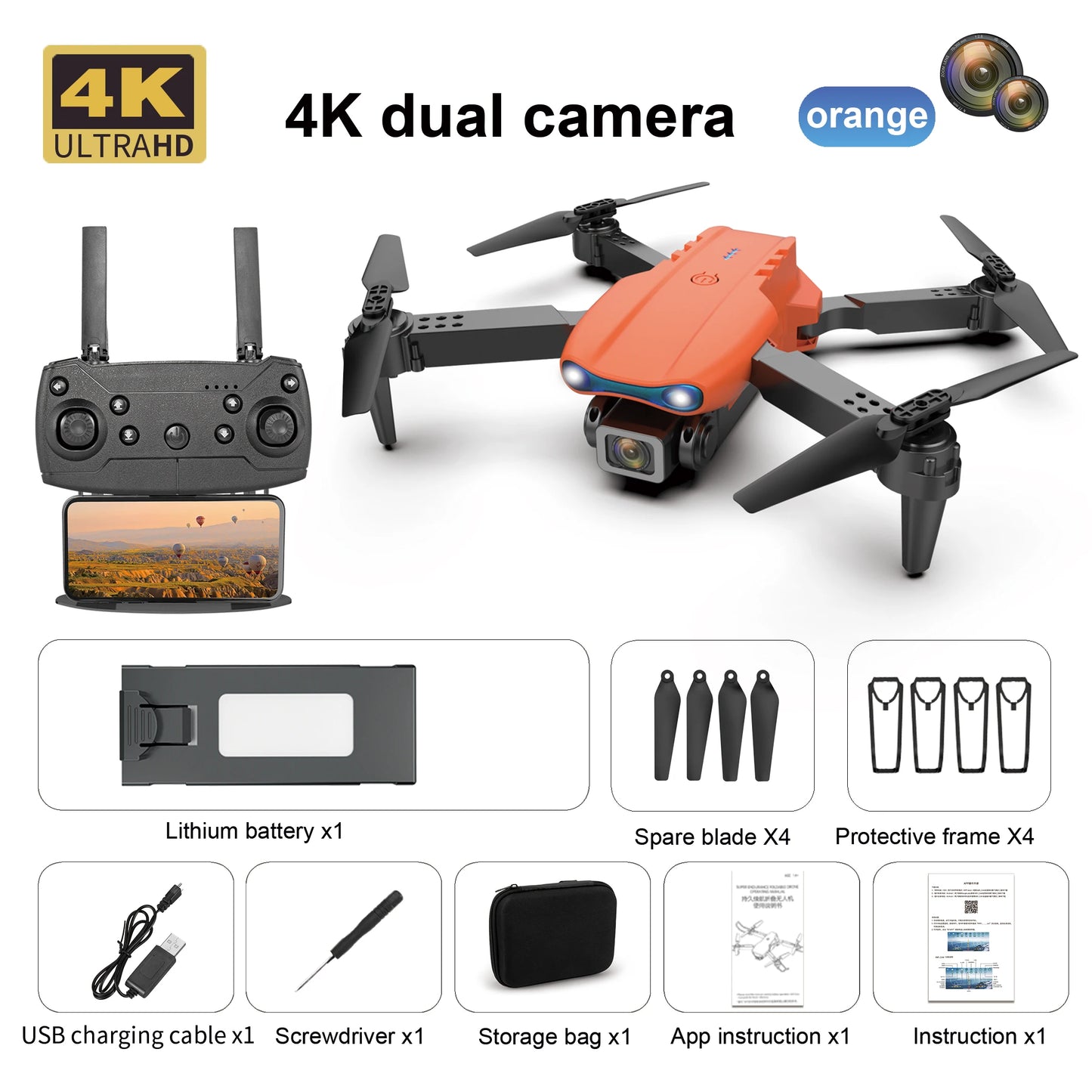 2024 New Drone With 4K Professional Camera High-Definition Dual Camera Lens Long Battery Life LED Night Flight Lights Toy Gift