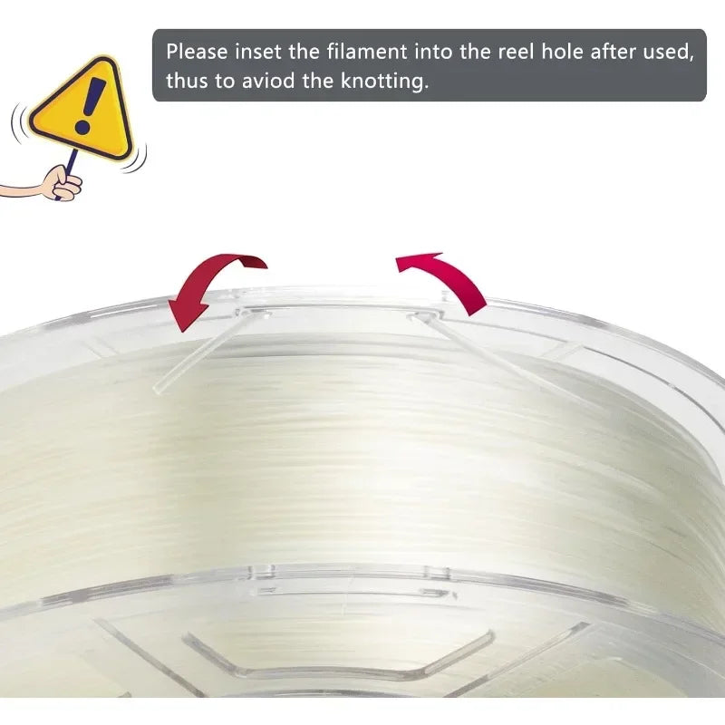 Clear PETG 3D Printer Filament 1.75mm Fast Print Speed High Accuracy ±0.02mm 1kg Transparent Direct Drive Compatible
