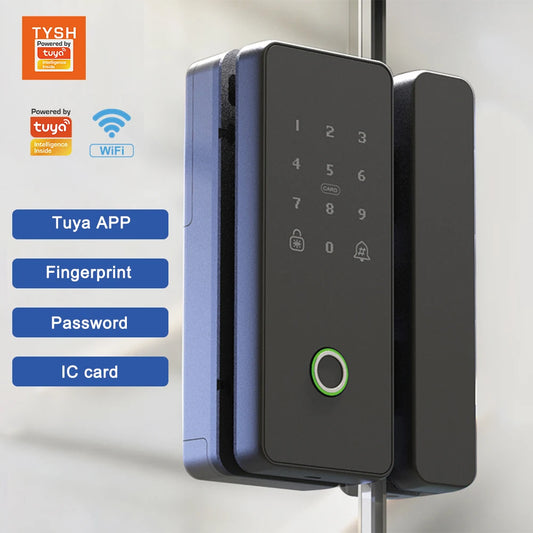 TYSH Fingerprint Smart Door Lock Digital Electronic Lock Glass Door Lock Front Door Wifi Smart Lock Door Tuya Smart Home