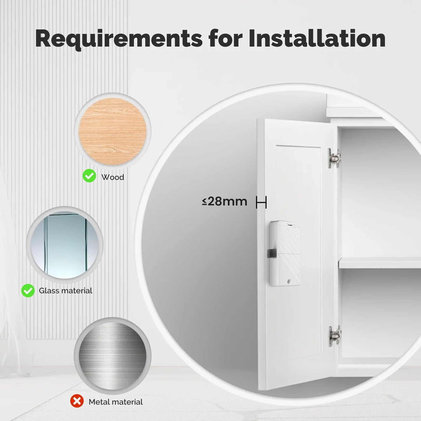 MOES Tuya Smart Lock Bluetooth Keyless Entry with IC Card & APP Control Real-Time Alerts for Cabinet Drawer Wood Door Locker