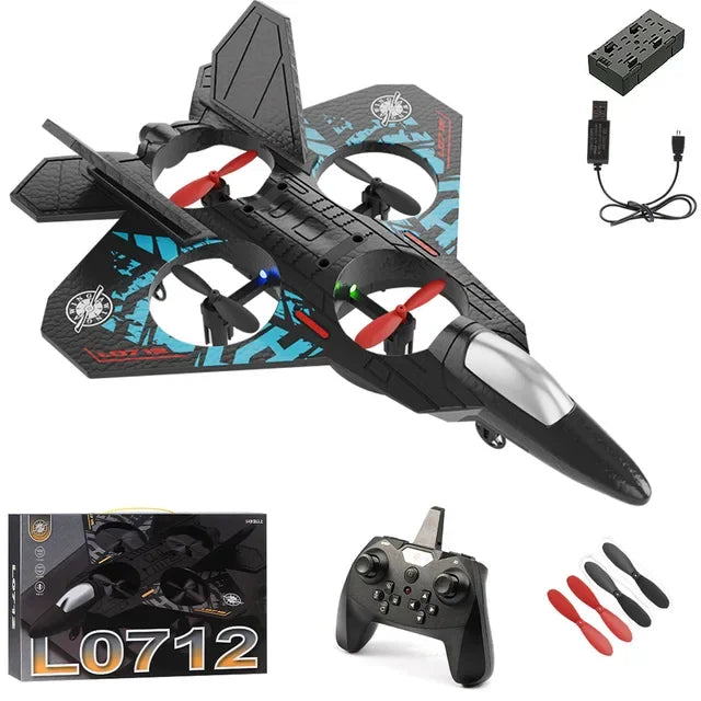 L0712 RC Plane 2.4G EPP Foam Fighter with LED Gravity Sensing 6-Axis Gyro Outdoor Remote Control Flying Toy Gifts for Boys