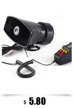 7 Sound 12V 100W 125Db Alarm Horn Car Electronic Warning Siren Motorcycle Alarm Firemen Ambulance Loudspeaker with Mic for Car