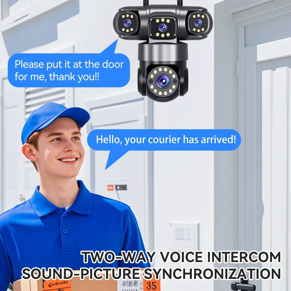 4K WiFi Security Cameras Four Len Three Screens 16X Zoom PTZ Auto Tracking 6K Waterproof Outdoor CCTV Video Surveillance Camera