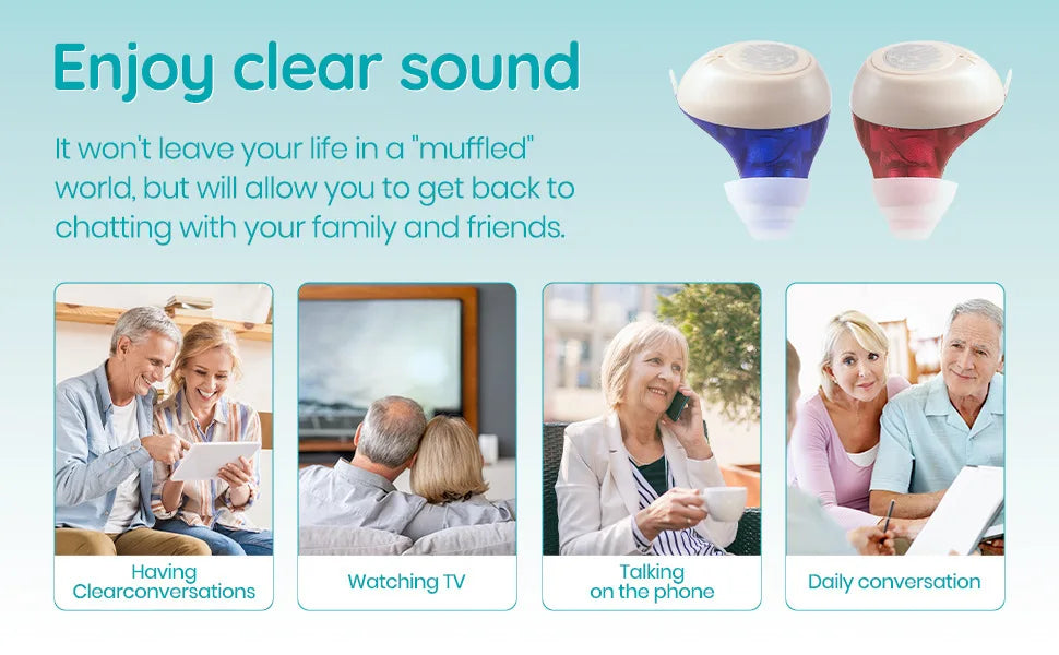 Magnetic Noise Cancellation Audiphone Invisible Wireless Loudspeaker Sound Amplifier Touch Control Earbuds For Hard of Listening