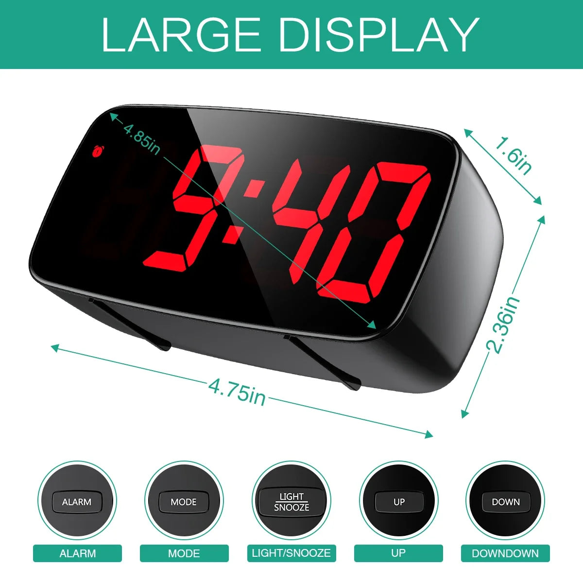 Alarm Clock Digital LED Clock Voice Control Snooze Time Temperature Display Night Mode Reloj Despertador Desktop Clocks