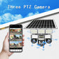 Solar Cameras 4G 15MP Three PTZs Len PIR Human Tracking Security CCTV Surveillance IP Camera PTZs control Wifi security cameras