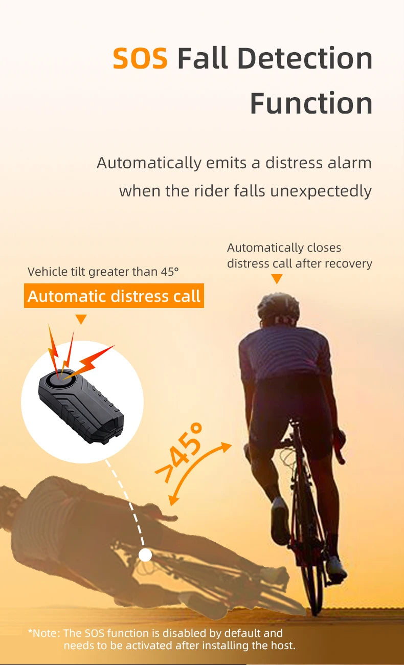 Anti-theft Alarm for Motorbike/Bicycle 113db High Volume Vibration Wireless Remote Control Electric Bell Sound Find A Vehicle