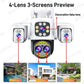 Security Protection 8K WiFi Camera Outdoor Four Lens Triple Screen 10X Zoom 360° CCTV Surveillance Ai Yoosee 16MP Security Cam