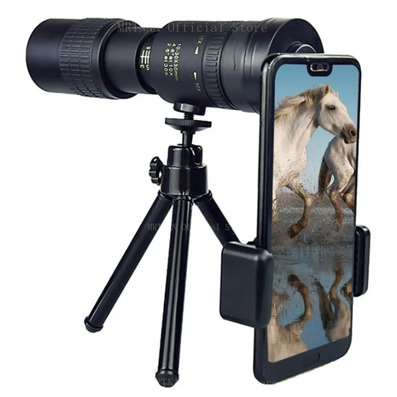 Monocular Telescope 10-300x40 High-power HD Zoom Mini Telescope With phone clip Super Telephoto Zoom Telescope Hunting Camping
