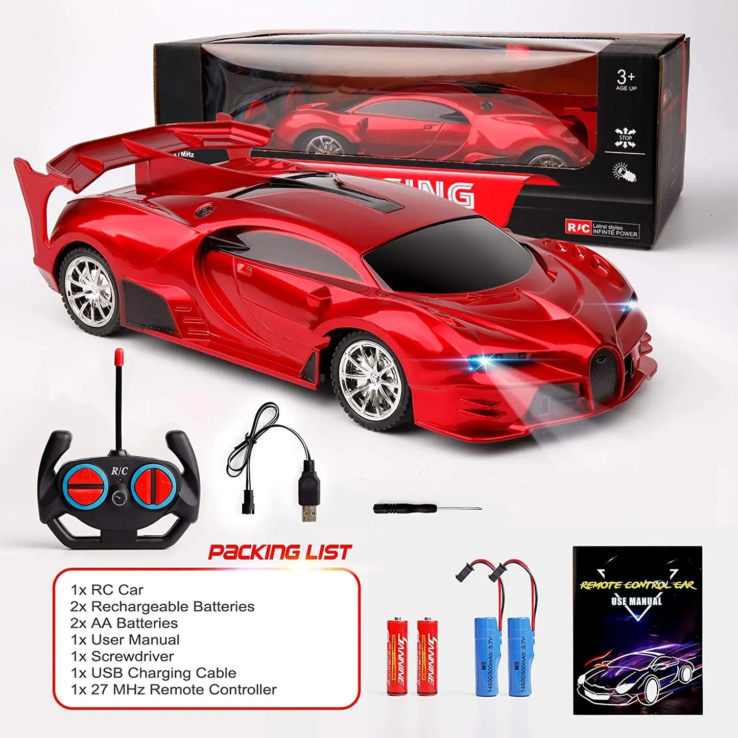 1:18 RC Car With Led Light 2.4G Radio Remote Control Cars Sports High-speed Drift Car Boys Toys For Childrens Birthday Gift
