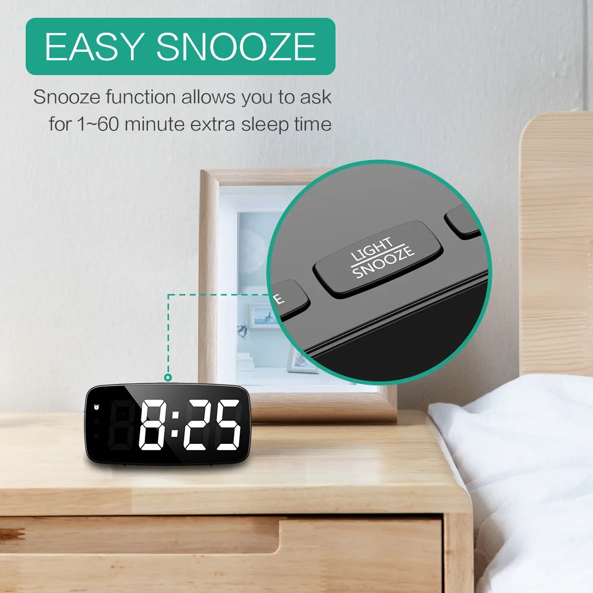 Alarm Clock Digital LED Clock Voice Control Snooze Time Temperature Display Night Mode Reloj Despertador Desktop Clocks
