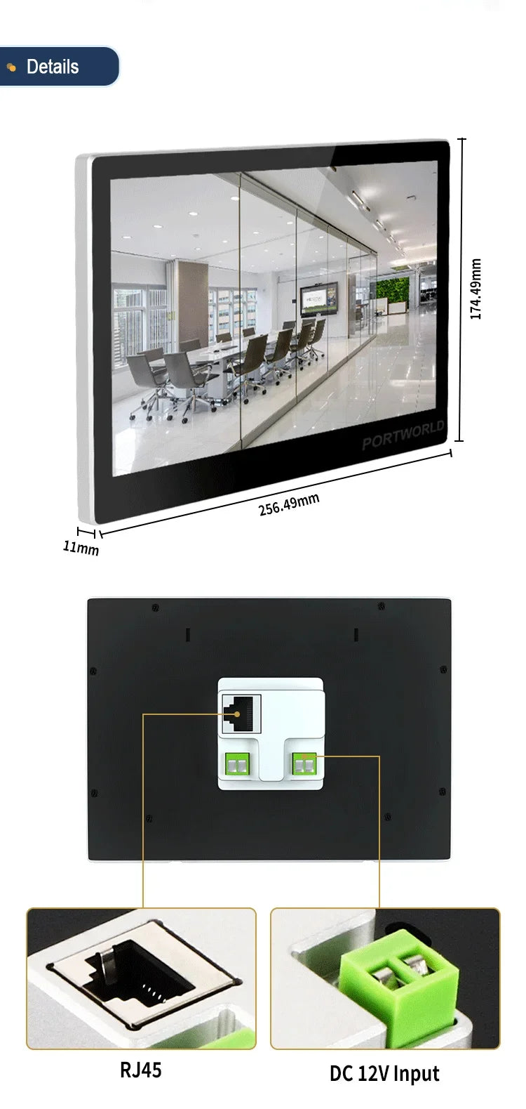 Smart Home Automation 10 Inch IPS Touch Screen Landscape Display Android AIO POE Tablet Inwall Mount
