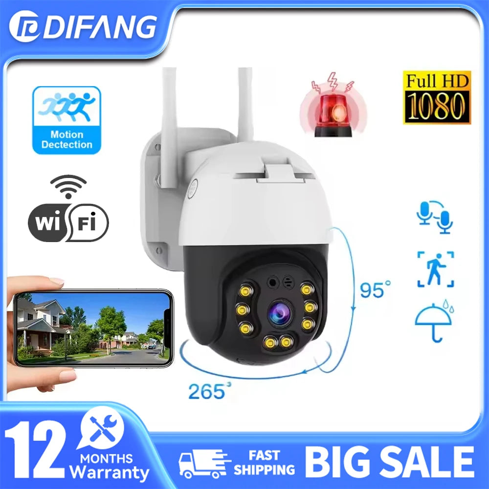 Security Camera System WiFi Camera Wireless Outdoor Full Color Night Vision Video Surveilliance with Smoke Alarm Detection
