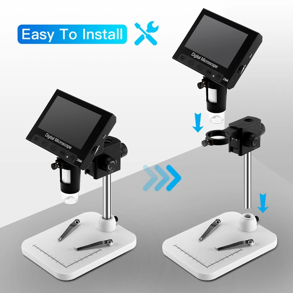 Elikliv EDM9 7 Inch 1080P LCD Digital Microscope 50X-1200X Soldering Electronics Microscopes With LED Lights Support PC Computer