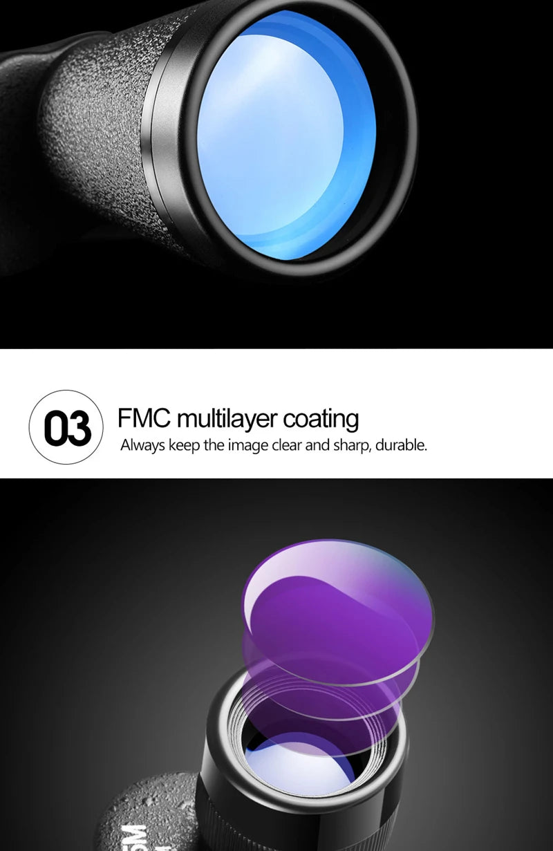 Professional Binoculars Baigish 8x30 10x40 10x50 12x4515x60 20x50 8-24x40 Powerful Military Telescope Long Range Monocular BAK4