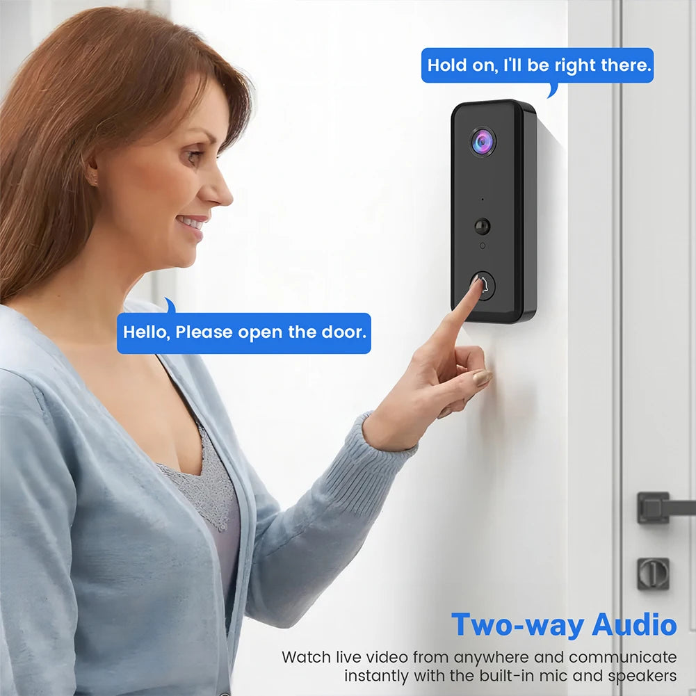 Video Doorbell Camera 2-Way Audio Wireless Video Doorbell PIR Motion Detection for Home Office