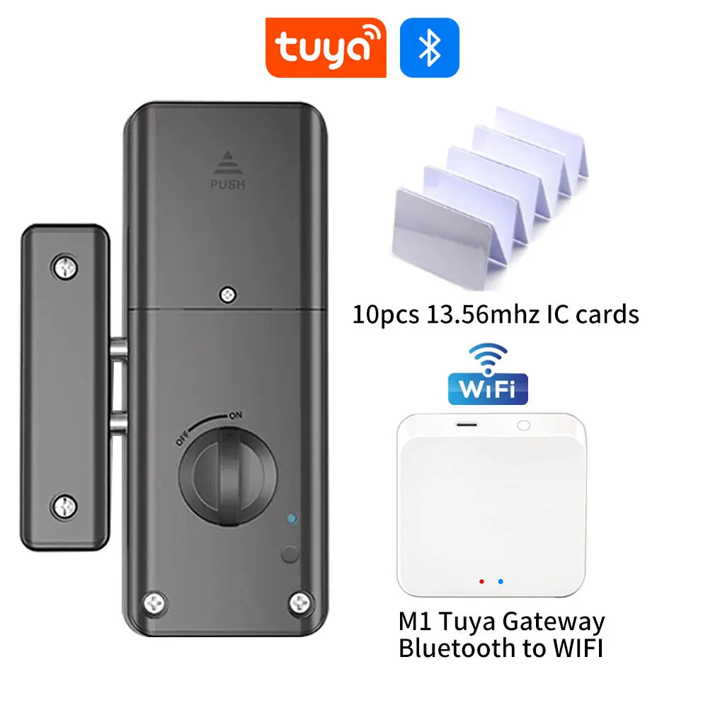 Smart Electric Motor Lock With Tuya App Keyless Entry Door Lock Concealed Invisible Installation IC Card Lock for Wooden Door