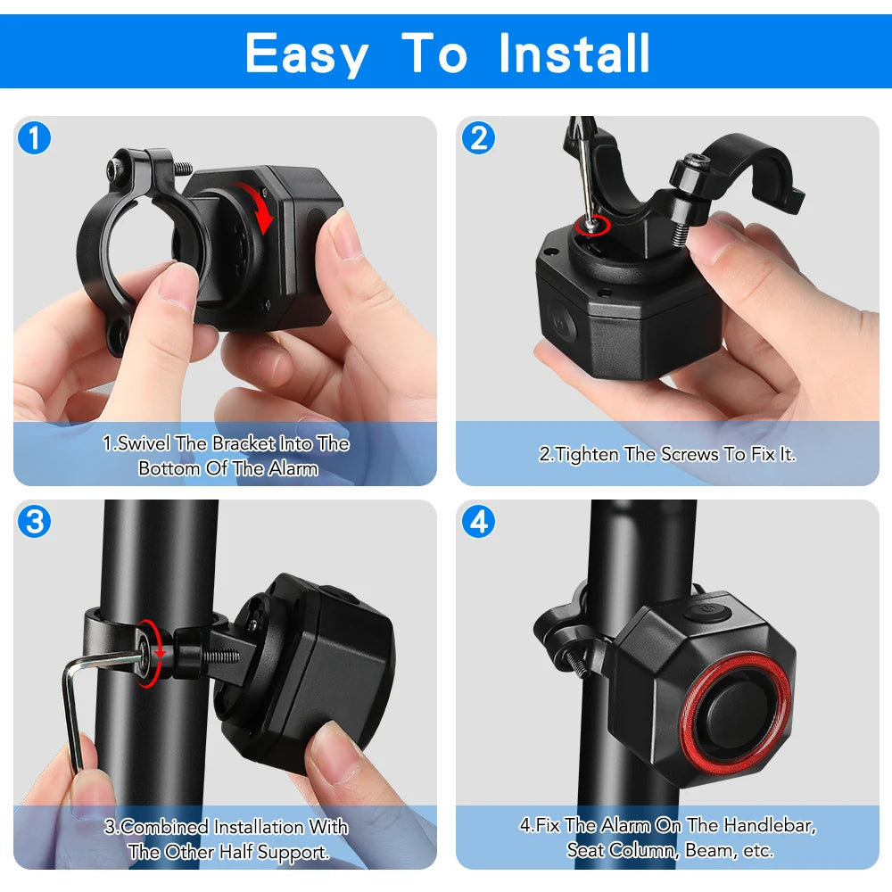 Elecpow Bicycle Alarm Wireless Waterproof Motorcycles Scooter Bike  Anti theft Alarm Security Protection Vibration Burglar Alarm