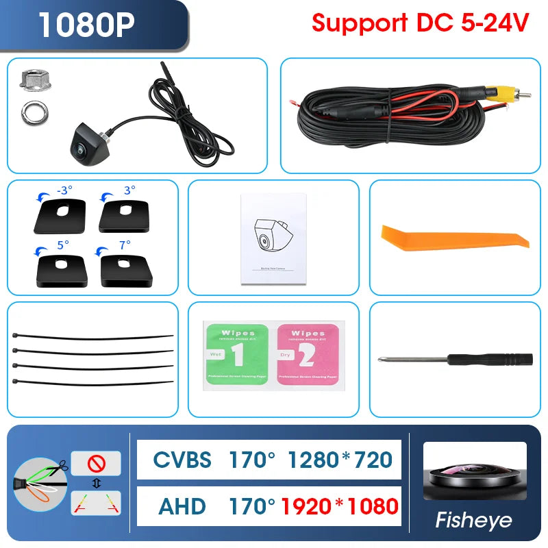 Srnubi AHD 1080P CVBS Night Vision IP68 Waterproof 170 Degree Fish Eye Lens Backup Rear View Camera For Vehicle Monitor Android