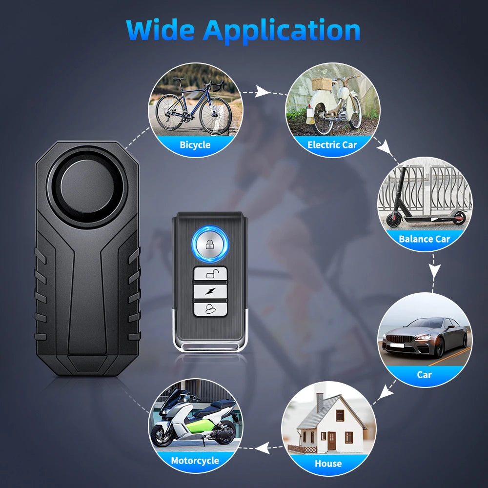 Awapow Bicycle Alarm 113dB Waterproof Motorcycle Security Burglar Wireless Remote Control Electric Scooter Bike Anti theft Alarm