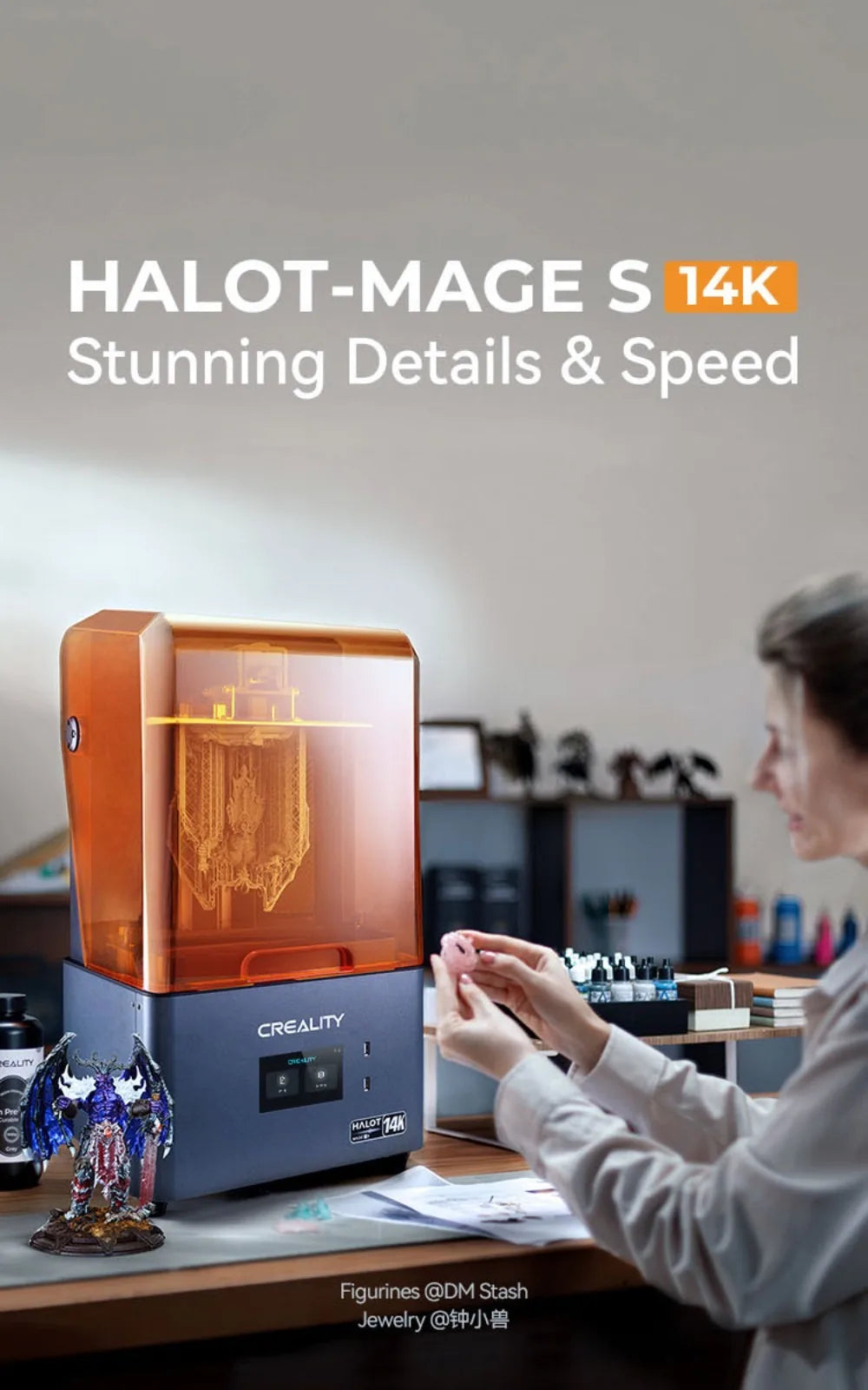 CREALITY Original HALOT-MAGE S Resin 3D Printer 14K 13320*5120px Mono LCD 10.1" Printing 150mm/H Hyper-Speed 4.3" Touch Screen
