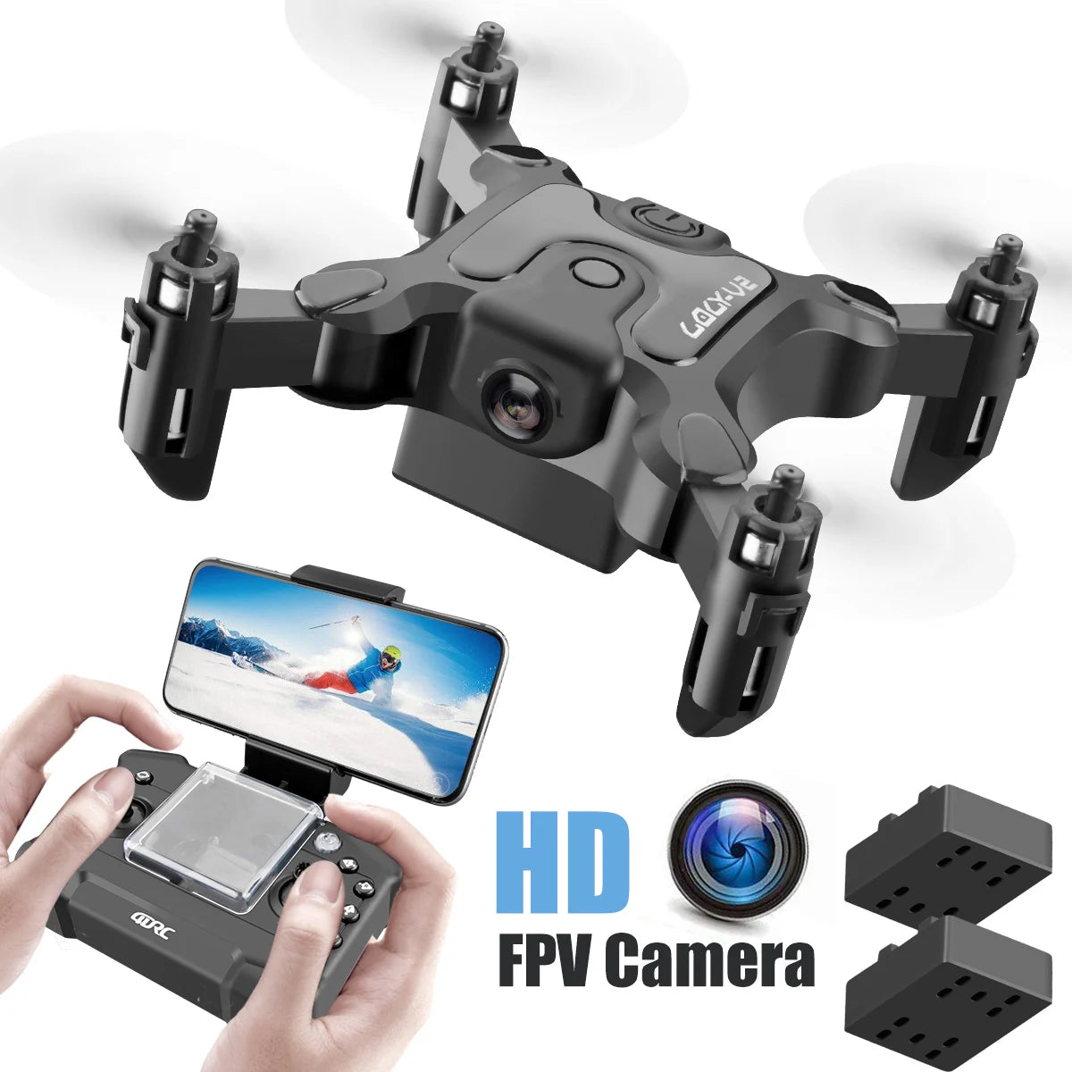 4DRC V2 Mini Drone HD Camera WiFi Fpv Air Pressure Altitude Hold Black And Gray Foldable Quadcopter RC Drone Toy
