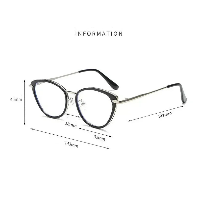 Night Vision Myopia Glasses Cat Eye Near Sight Eyewear for Driving Finished Prescription Eyewear Unisex Diopters 0 To -4.0