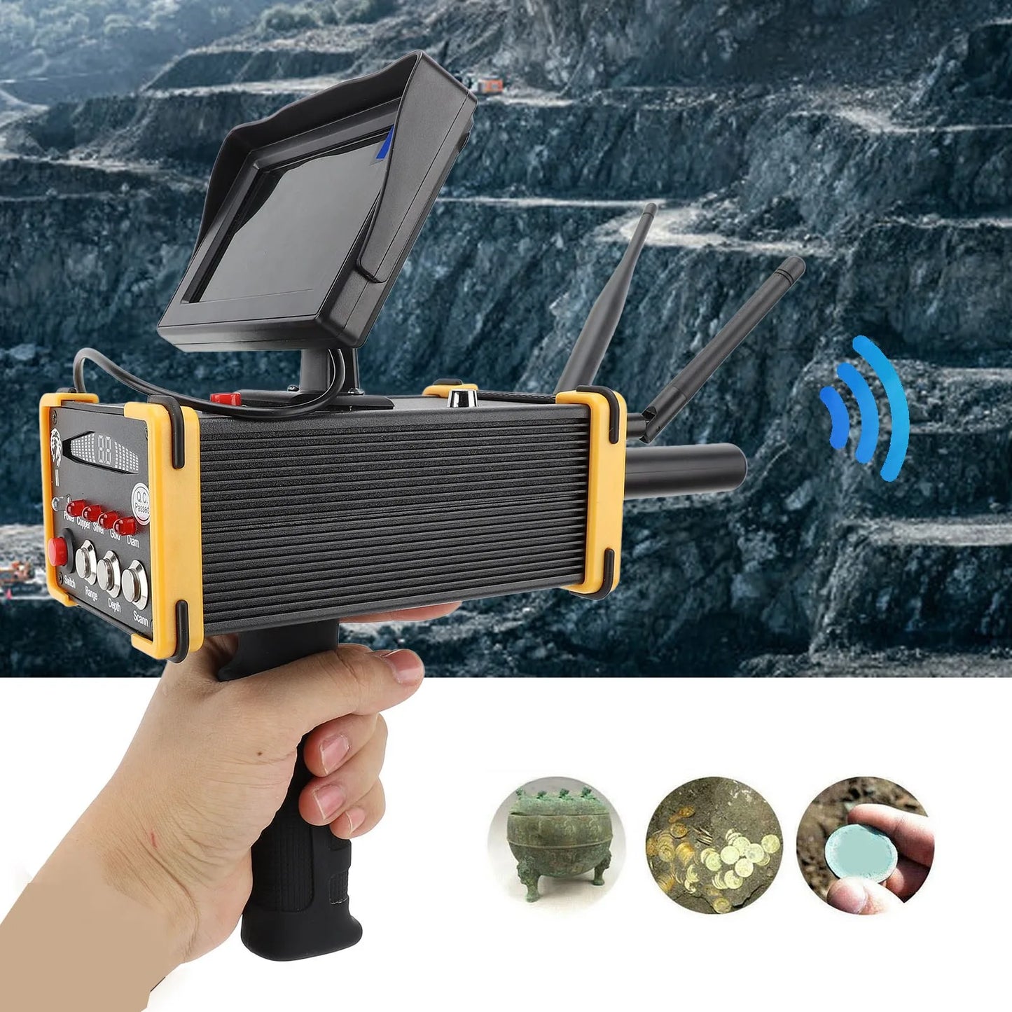 Digital Metal Detector 15m Depth 1000 Meters Range High Accuracy Positioning Metal Locator with Display Screen and Antenna