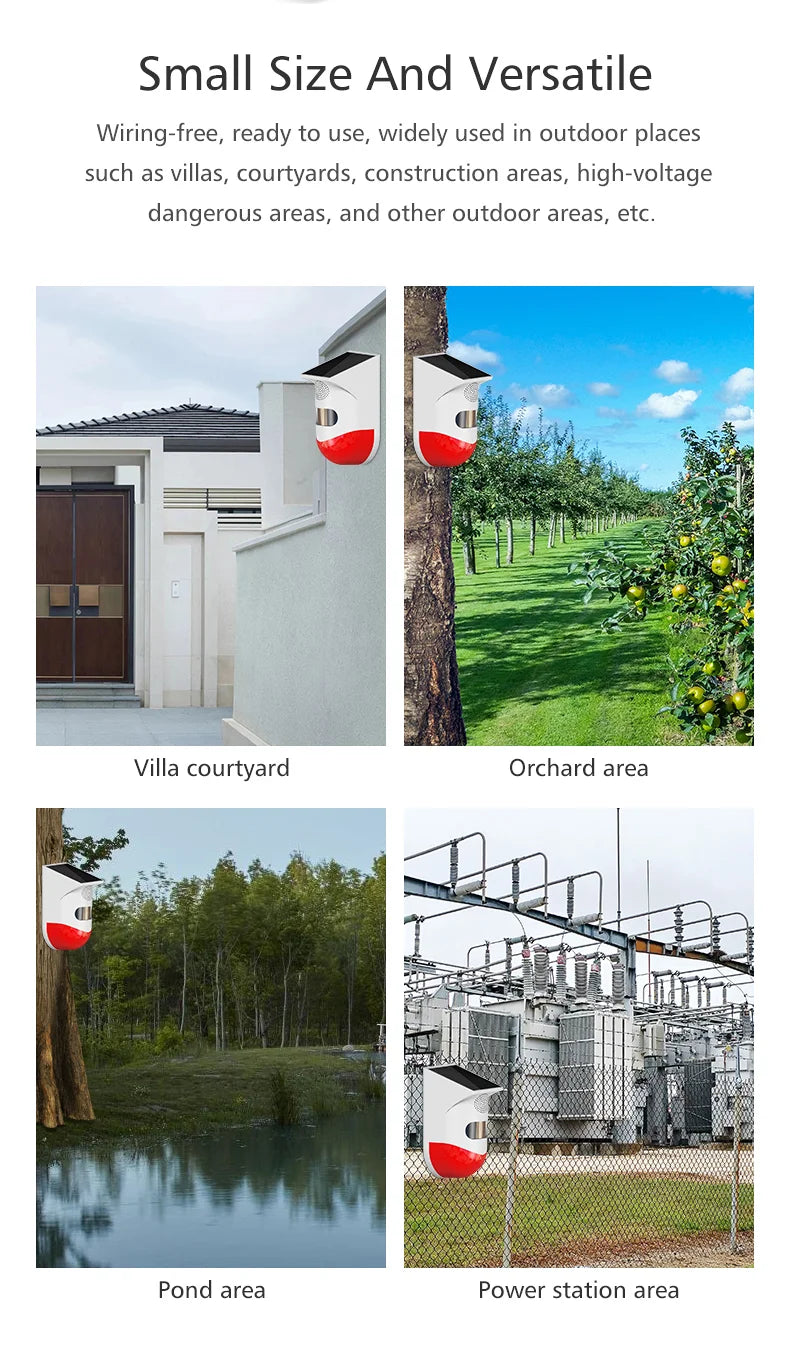 Independent Outdoor Solar Infrared Alarm 120dB Wireless Anti-theft Waterproof Animal Drive Outdoor Sound And Light Alarm Signal