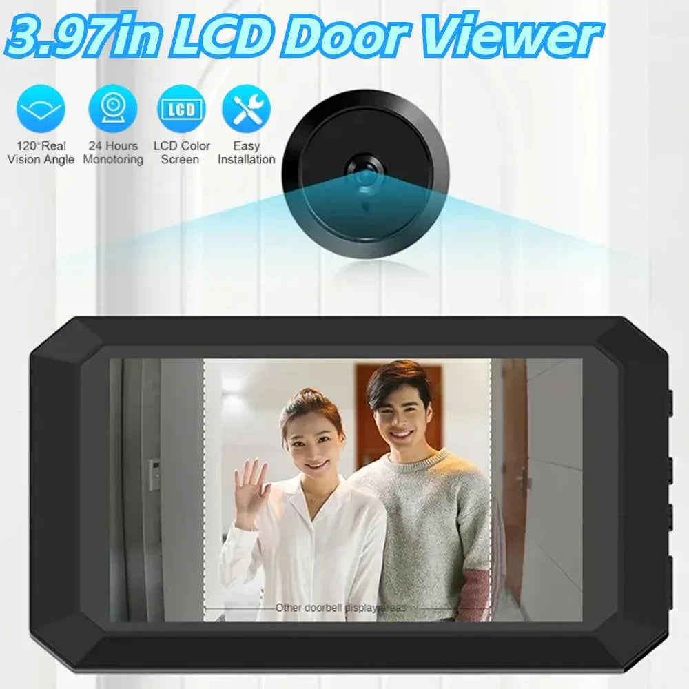Magic Eye Electronic Viewfinder Night Vision 3.97in LCD Screen Video Digital Door Viewer 1080P Camera 1400mAh Entry HomeSecurity