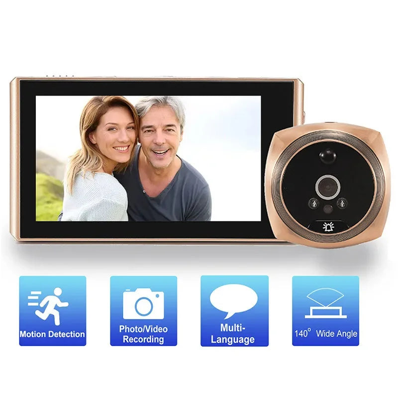 Door Viewer Video Peephole Camera Motion Detection 4.3" Monitor Digital Ring Doorbell Video-eye Security Voice Record