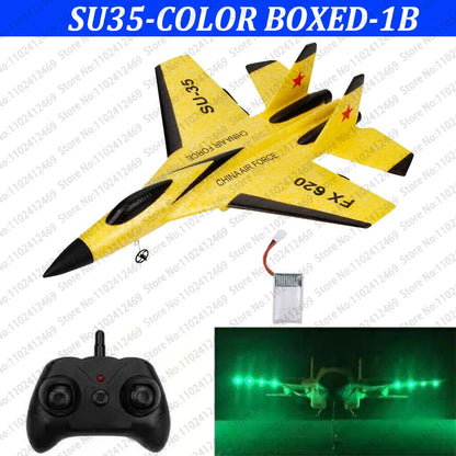 FX620 RC Plane 2.4G With LED Lights Aircraft Remote Control Flying Model Glider Airplane SU-35 EPP Foam Toys For Children Gift